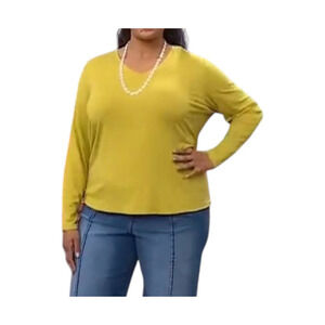 WynneLayers Women's Micro-Rib Long Sleeve Top Chartreuse - Regular